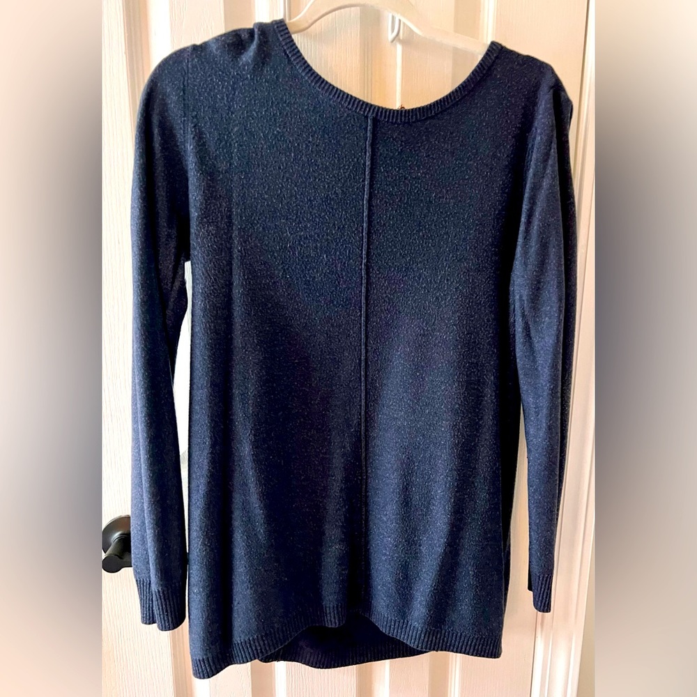 Joan vass blue zipper back sweater